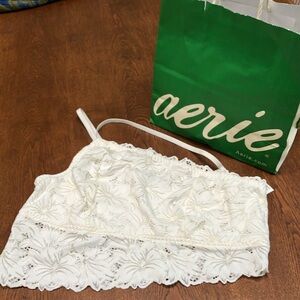 AERIE BRA. Lg. New/never worn/w Tags. 1 Shoulder. Lined, lace ecru. Orig. 39.95.